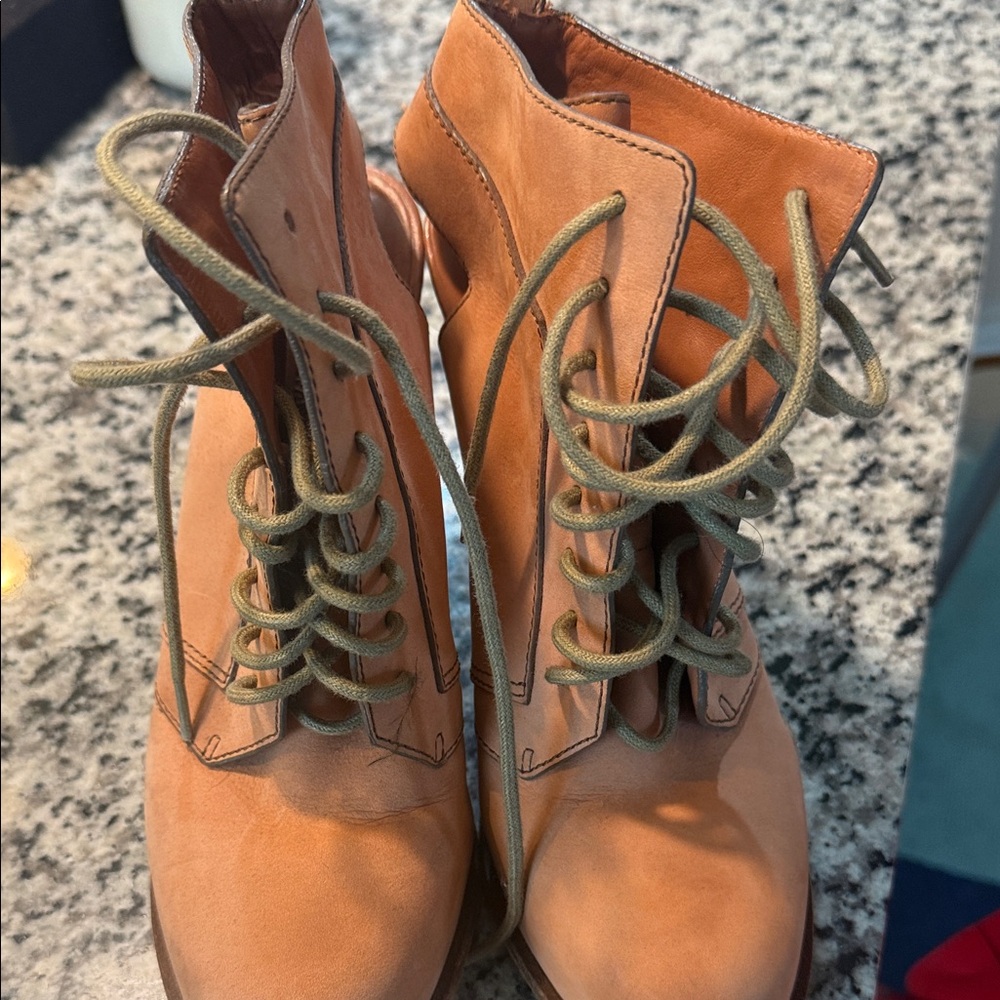 Alexander Wang Tan Lace-Up Leather Ankle Boots